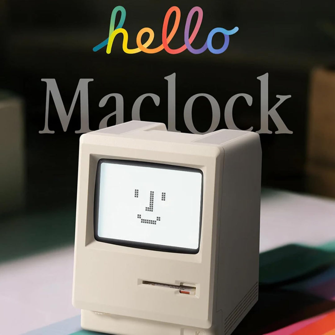 Maclock WB-8 Retro-Pixel-Wecker, elektronische Digitaluhr im Stil eines Computers aus den 80er Jahre