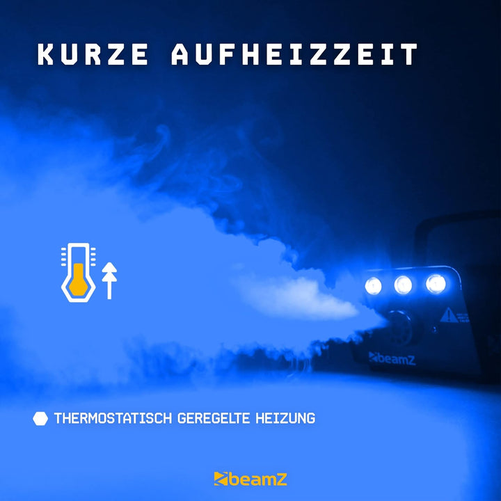 BeamZ S700-LED Ice Mini Nebelmaschine mit Lichteffekt in Blau, 700 Watt, Party Rauchmaschine, Fog Ma