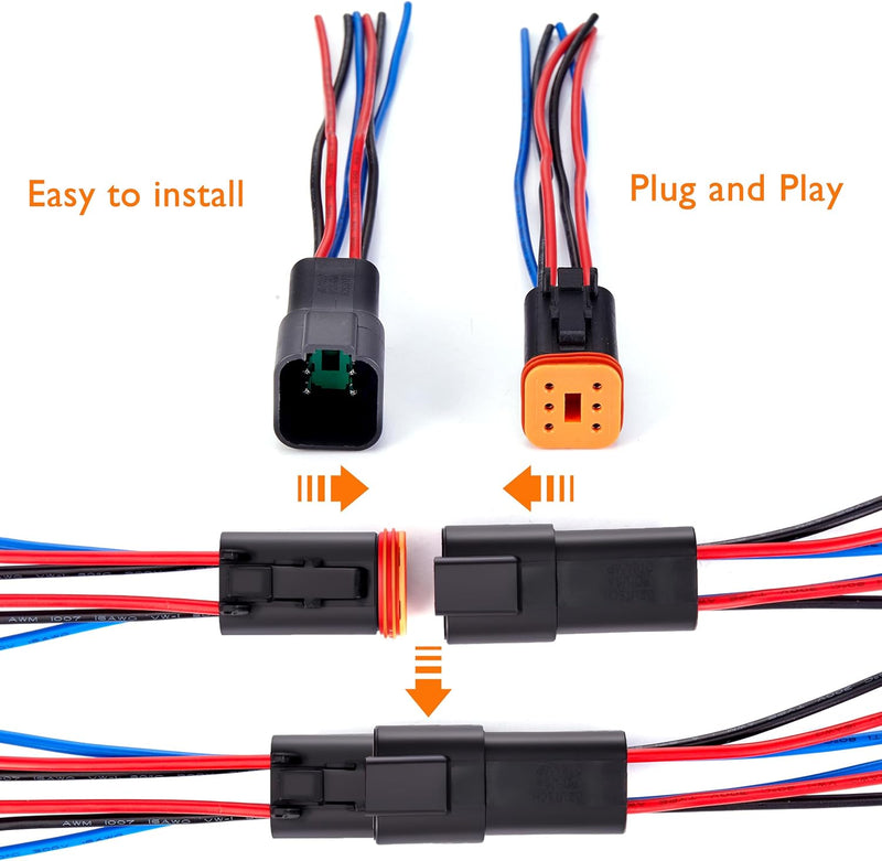 WOODGUILIN 6 Pin Deutsch DT Stecker 6 Weg Wasserdicht DT Automotive Elektrische Stecker männlich wei