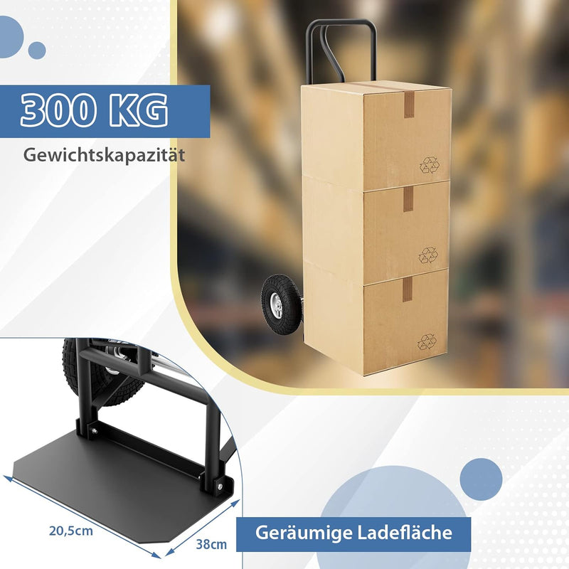 COSTWAY Sackkarre mit P-Griff, belastbar bis 300 kg, Metall Stapelkarre Schwerlast, Transportkarre m