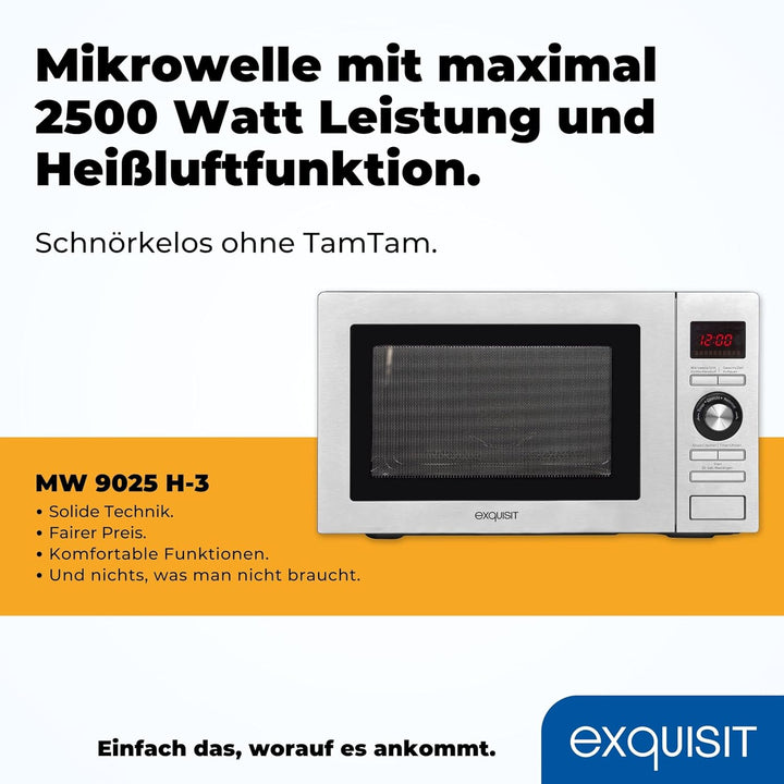 GGV Exquisit MW 9025H-3 25 Liter Mikrowelle+Grill+Heissluft Silber, 25 Liter Mikrowelle+Grill+Hei&amp;