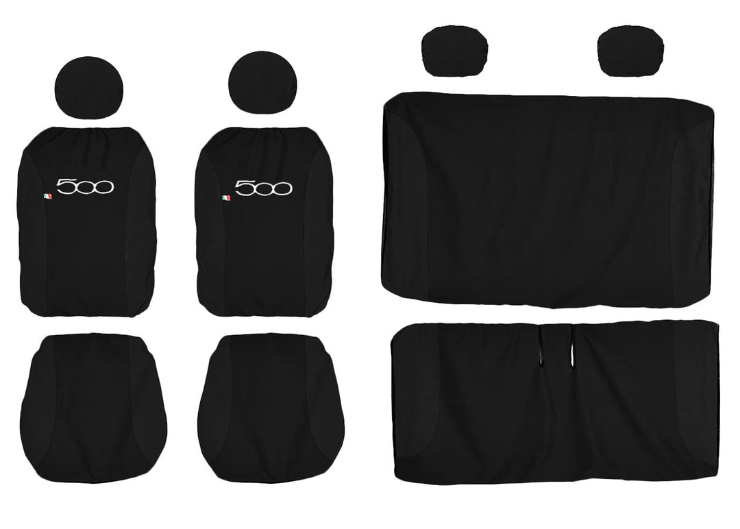 Lupex Shop FIAT 500 zweifarbige sitzbezüge - schwarz schwarz