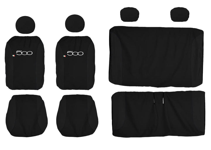Lupex Shop FIAT 500 zweifarbige sitzbezüge - schwarz schwarz