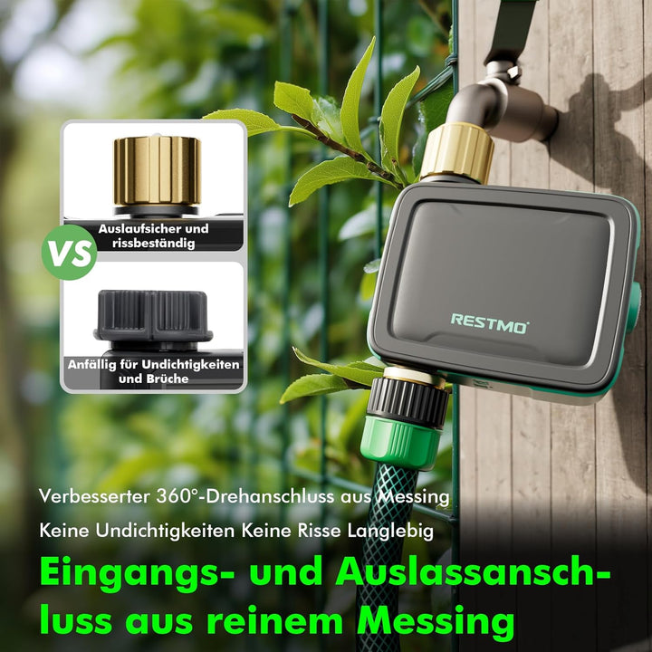 RESTMO 1 Zone Bewässerungscomputer mit Durchflussmesser, Bewässerungssteuerung für Garten & Rasen, M