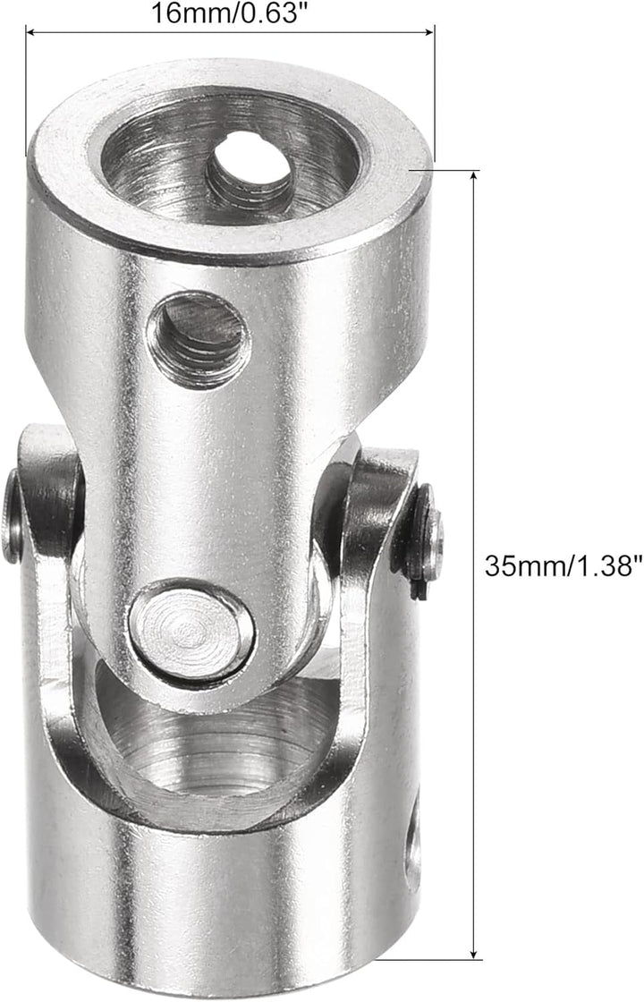 sourcing map 2 Stück Drehbare Kreuzgelenk Wellenkupplung 10mm bis 10mm Innendurchm. L35 x D16 mit Sc