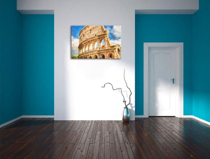 Pixxprint Kolosseum in Rom als Leinwandbild/Grösse: 100x70 / Wandbild/Kunstdruck/fertig bespannt, 10