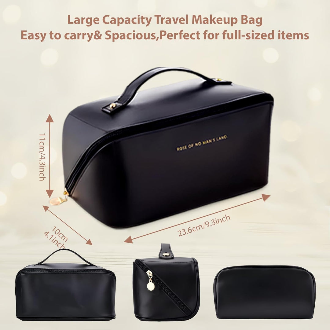 Reise Kosmetiktasche mit Grossem Fassungsvermögen,Wasserdichter PU-Leder, Kosmetik Tasche,Multifunkt
