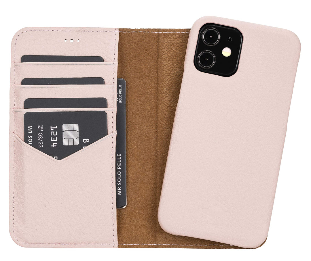Solo Pelle Lederhülle kompatibel für iPhone 12 Mini in 5.4 Zoll abnehmbare Hülle (2in1) inkl. Karten