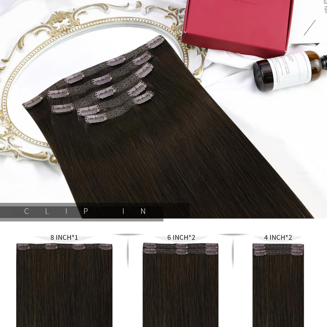 Moresoo Echthaar Extensions Clip in Extensions Echthaar Remy Clip Extensions Echthaar Braun Extensio