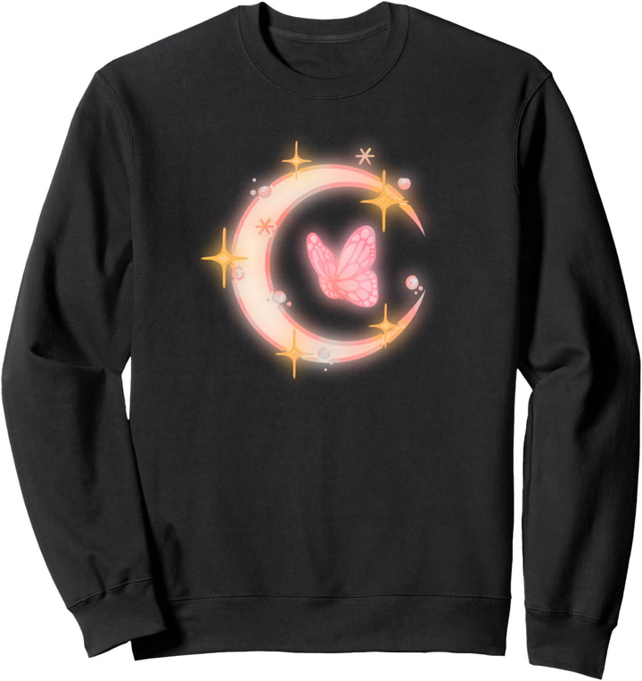 Schmetterling und Mond leuchten im Sternenhimmel Sweatshirt