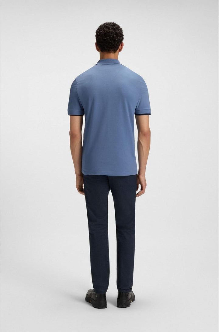 BOSS Herren Passenger Slim-Fit Poloshirt aus Stretch-Baumwolle mit Logo-Aufnäher S Blau489, S Blau48