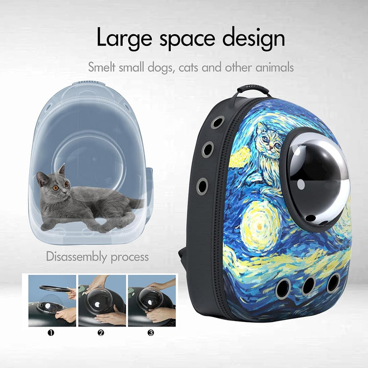 PETCUTE Hunderucksack,Atmungsaktive Haustier Rucksack für Kleine Katzen Hunde,Raumkapsel Haustier Tr