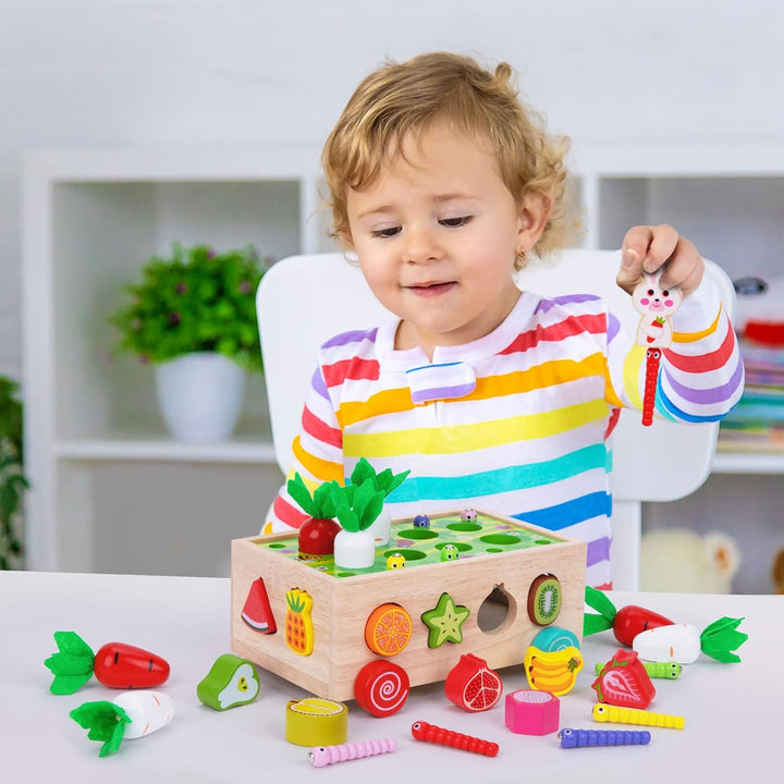 Kinder Montessori Spielzeug ab 1 2 3 Jahr | 7-in-1 Holzspielzeug 2 Jahre | Steckspiel Sortierspiel H