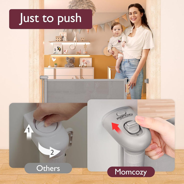 Momcozy Treppenschutzgitter Ausziehbare für Babys, 180cm 104cm Hoch, Baby Absperrgitter Treppenschut