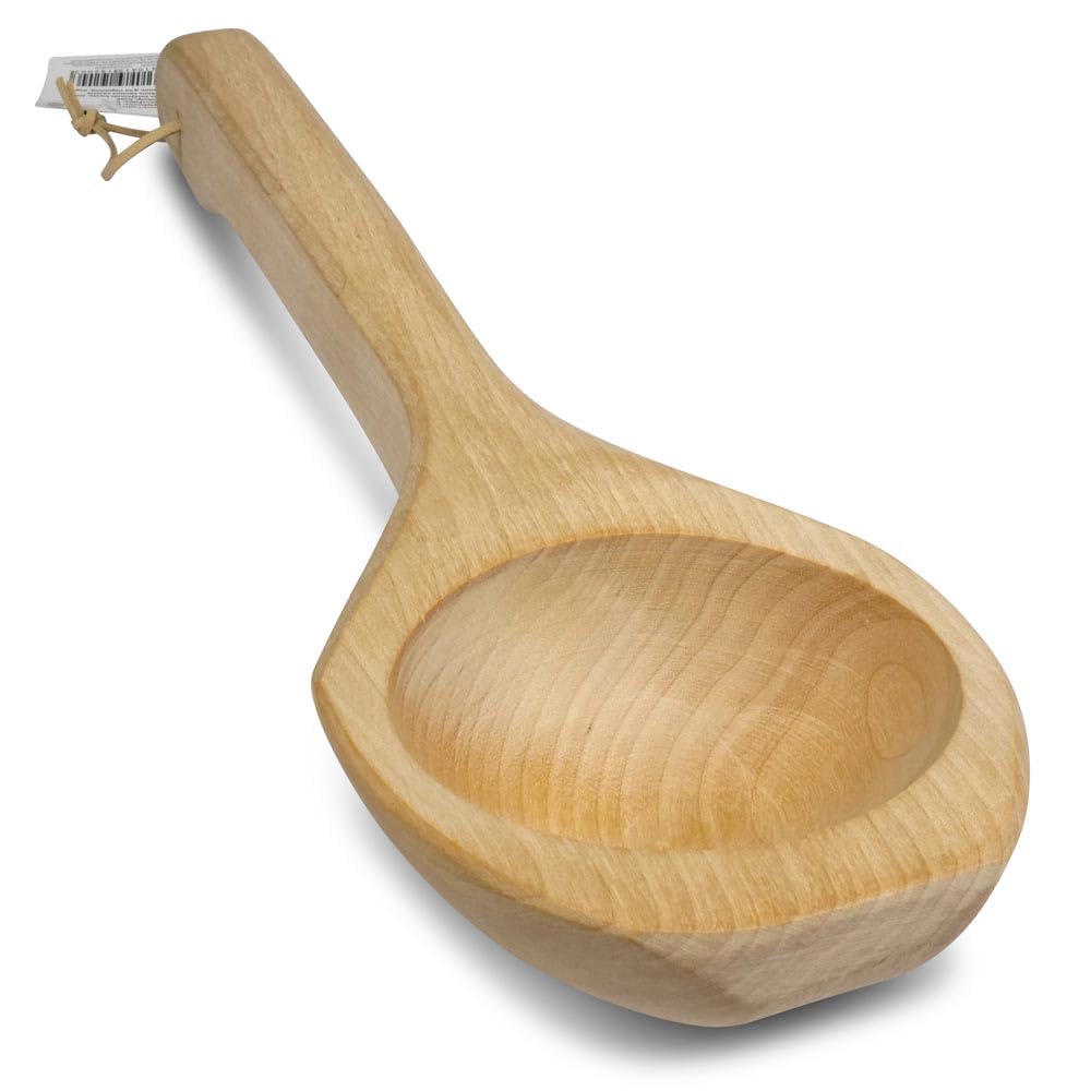 Sauna Kelle Birke 40 cm – traditionelle Saunakelle aus hellem Birkenholz, sauber gehobelt und geschl