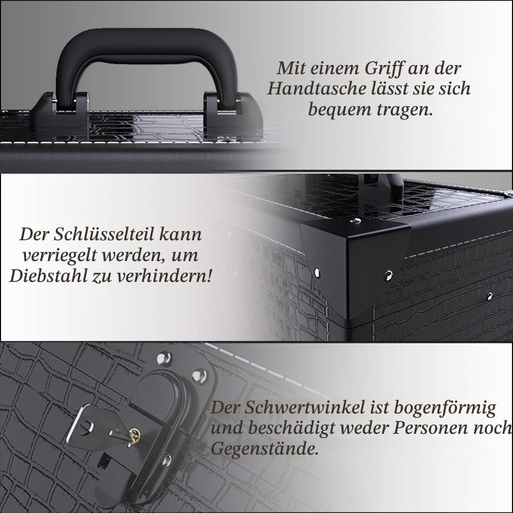ANGNYA Kosmetikkoffer mit Spiegel Schminkkoffer Beauty Case 2 Ebenen mit Schlüssel elegant und klass
