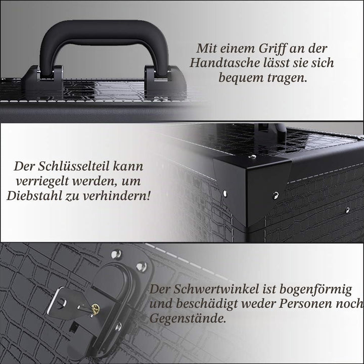 ANGNYA Kosmetikkoffer mit Spiegel Schminkkoffer Beauty Case 2 Ebenen mit Schlüssel elegant und klass