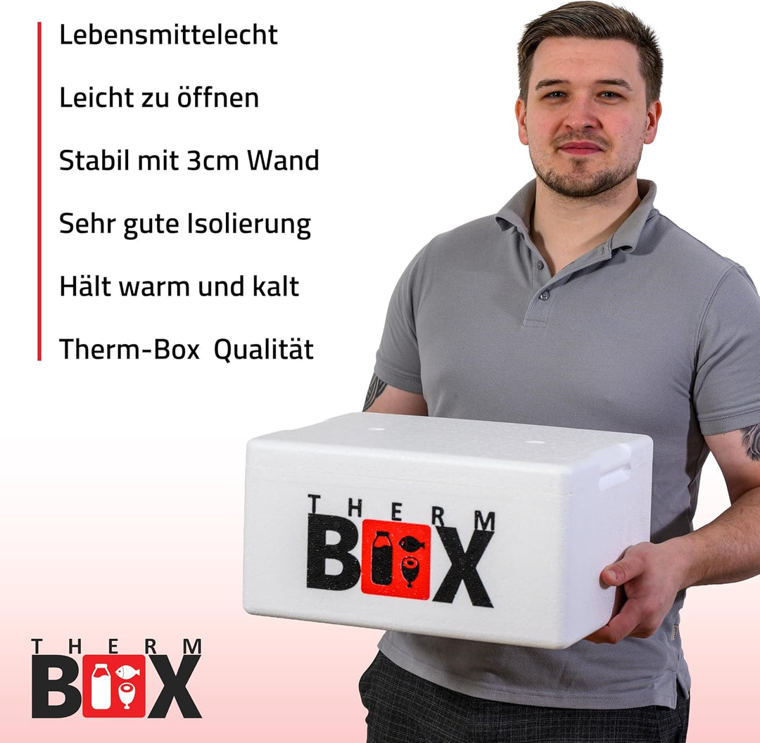 THERM BOX Styroporbox 1L bis 27L mit Kühlakkus für Kühlbox Verschiedene Grössen Transportbox Thermob