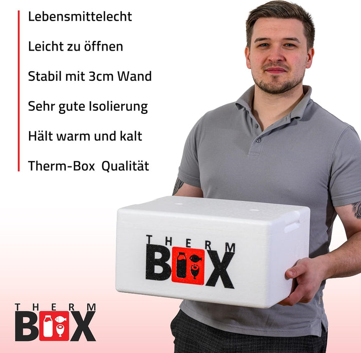 THERM BOX Styroporbox 1L bis 27L mit Kühlakkus für Kühlbox Verschiedene Grössen Transportbox Thermob