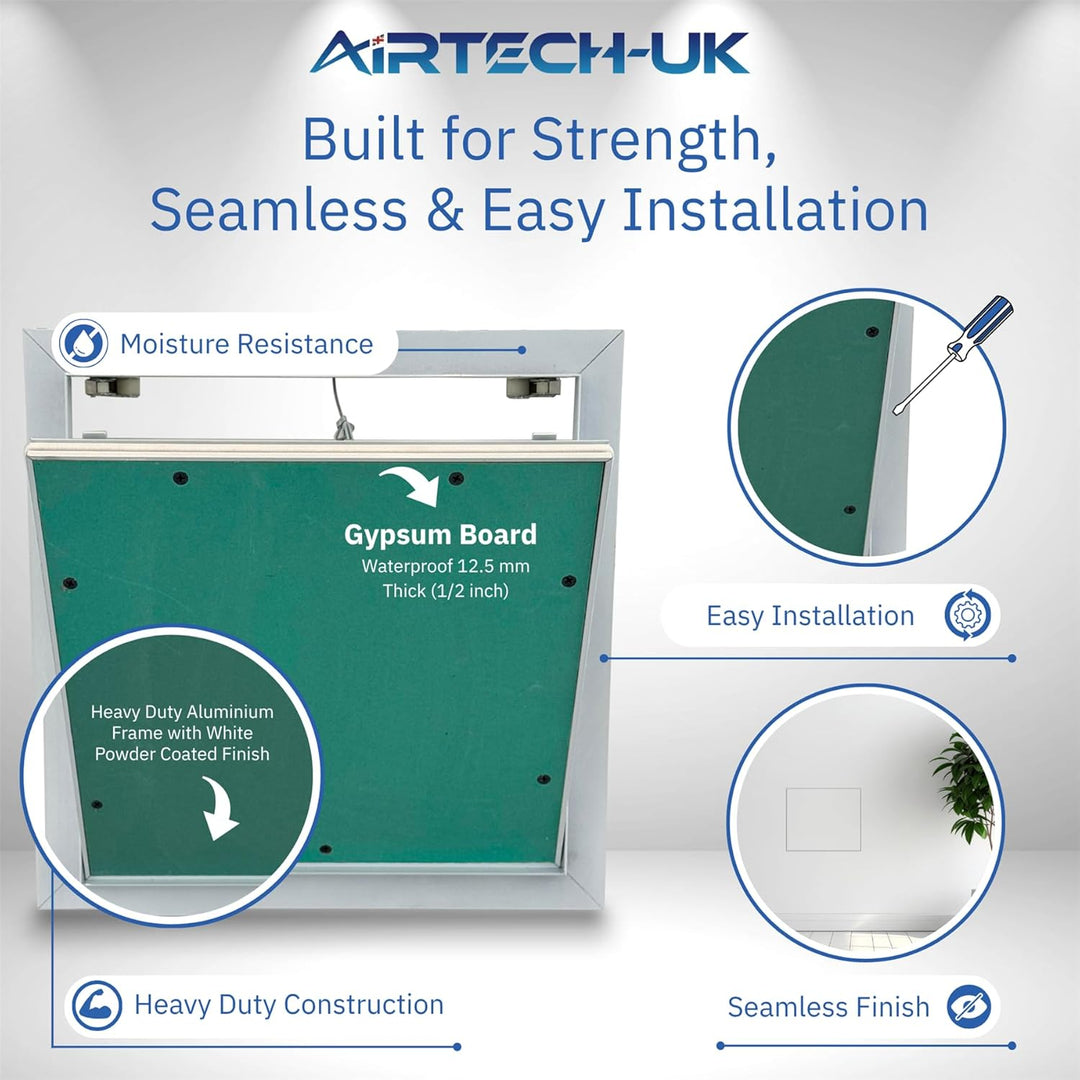 AirTech-UK Gipskarton-Zugangsplatten mit Aluminiumrahmen, Revisionstür (300 mm x 300 mm) KRAL-10 (30