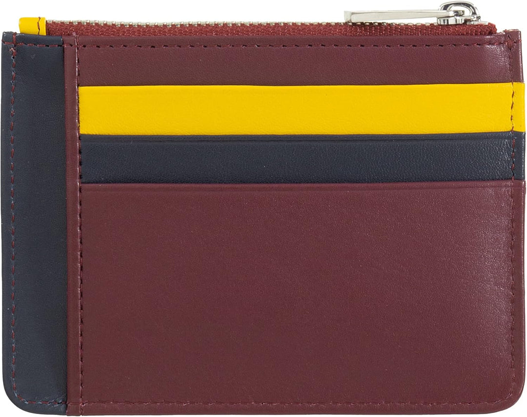 DUDU Kreditkartenetui aus echtem Leder Geldscheinfach mit Reissverschluss Burgundy, Burgundy