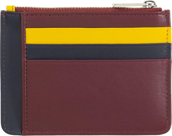 DUDU Kreditkartenetui aus echtem Leder Geldscheinfach mit Reissverschluss Burgundy, Burgundy