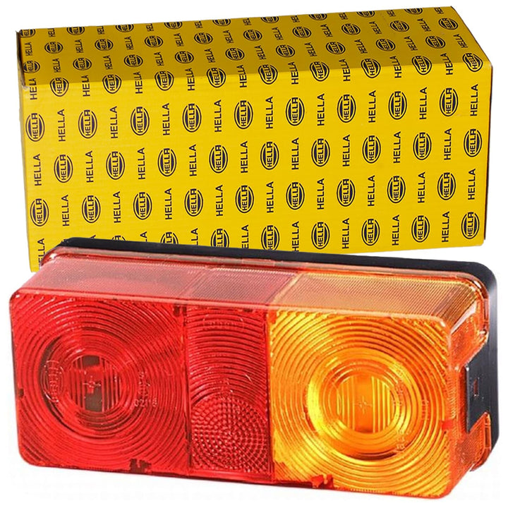 HELLA Rückleuchte - Glühlampe - 12V - Anbau/geschraubt - ECE/nicht SAE - Lichtscheibenfarbe: rot/gel