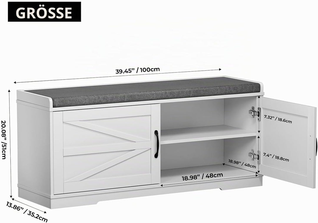 Gyfimoie Schuhbank mit Sitzfläche, Schuhschrank mit Türen, Sitzbank Flur mit Sitzbank, Schuhschrank