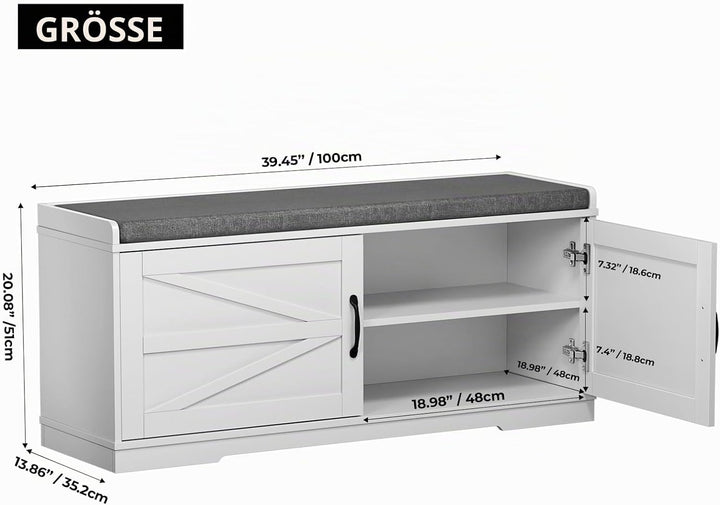 Gyfimoie Schuhbank mit Sitzfläche, Schuhschrank mit Türen, Sitzbank Flur mit Sitzbank, Schuhschrank