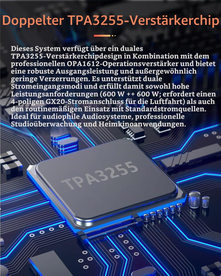 FX-Audio- L06 Vollständig symmetrischer Leistungsverstärker mit VU-Meter – 500 W + 500 W Dual-TPA325
