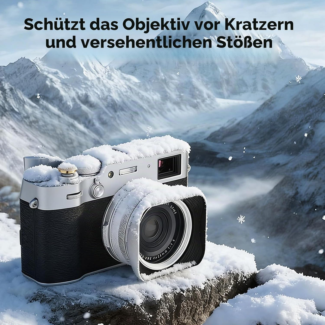 Haoge LH-X200S Gegenlichtblende aus Metall, quadratisch, mit 49 mm Adapterring, Metallkappe für Fuji