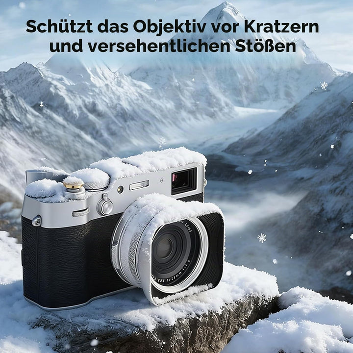 Haoge LH-X200S Gegenlichtblende aus Metall, quadratisch, mit 49 mm Adapterring, Metallkappe für Fuji