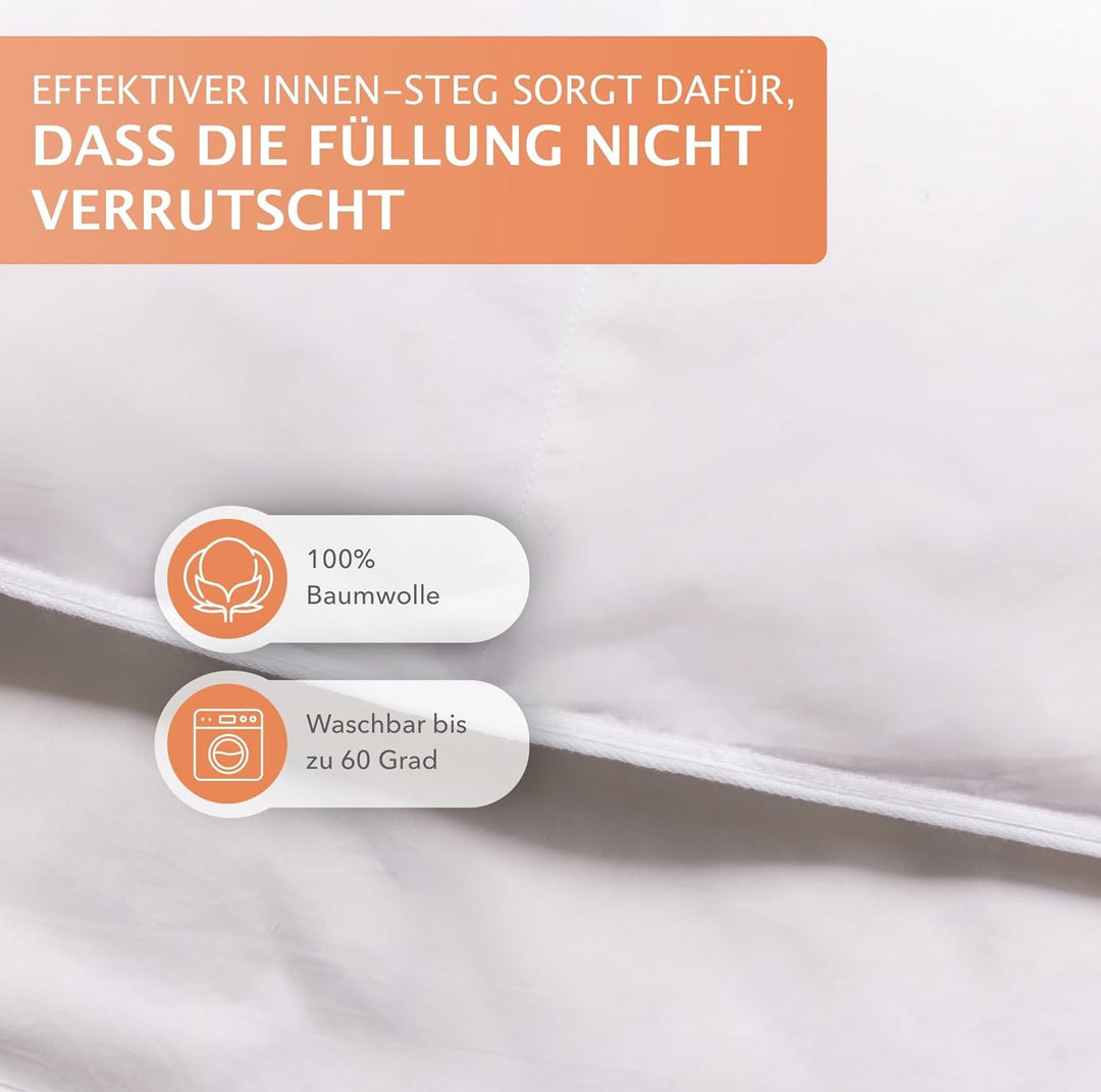 Premium Daunendecke extra warm 135x200 cm | 1600g Bettdecke, 85% Federn 15% Daunen | 100% natürliche