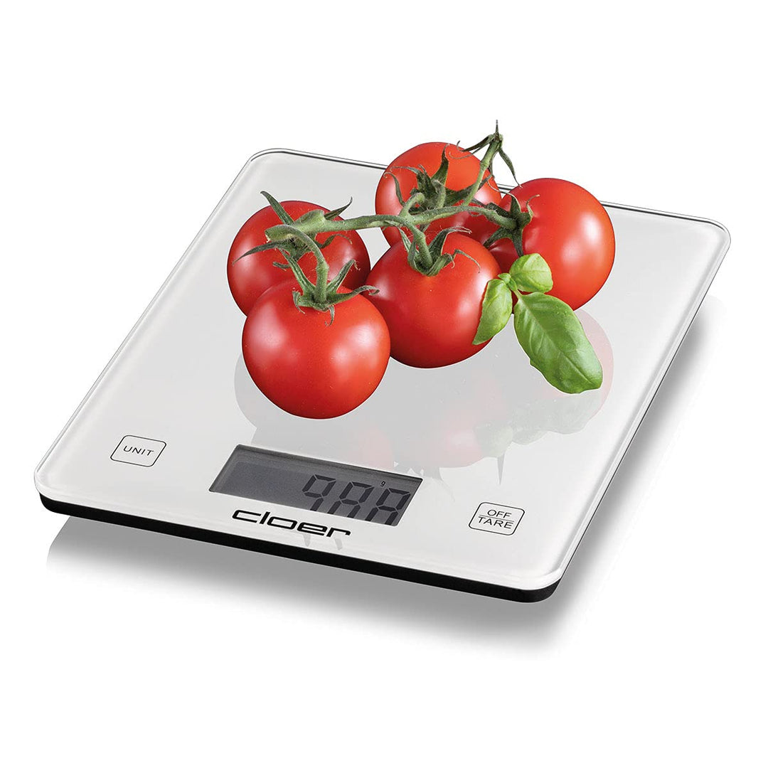 Cloer 6871 Digitale Küchenwaage für bis zu 10 kg, Zuwiegefunktion, Gewichtsmessung in 1 g Schritten,