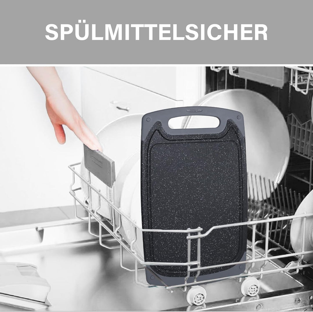 Schneidebrett-Set, Küchen-Schneidebretter mit rutschfesten Füssen und tiefer Saftrille, BPA-freie Ku