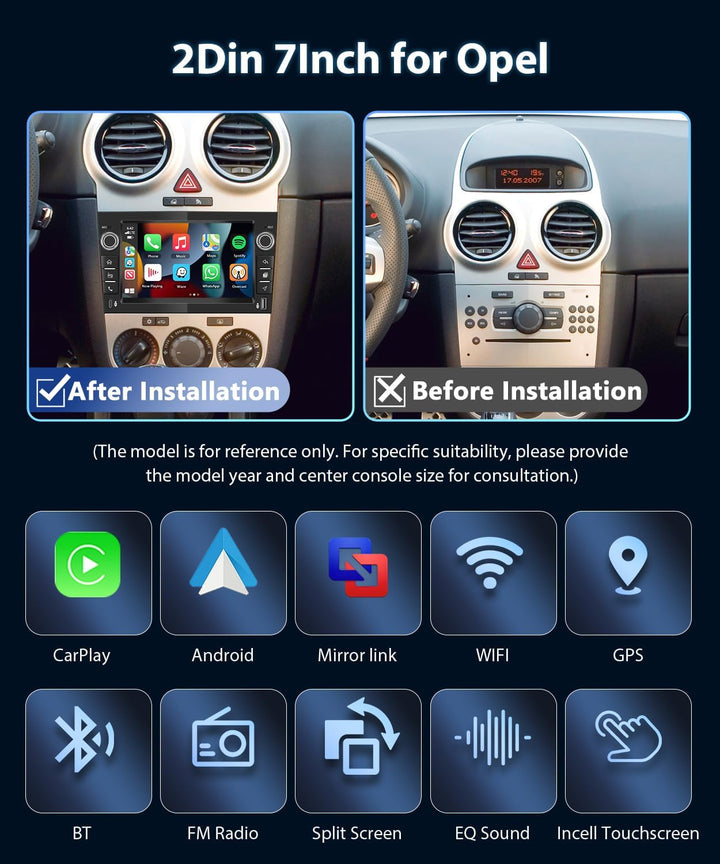Carplay Autoradio für Opel Corsa Combo Astra Antara Signum 2000-2011, 4GB+64GB Car Stereo mit Androi