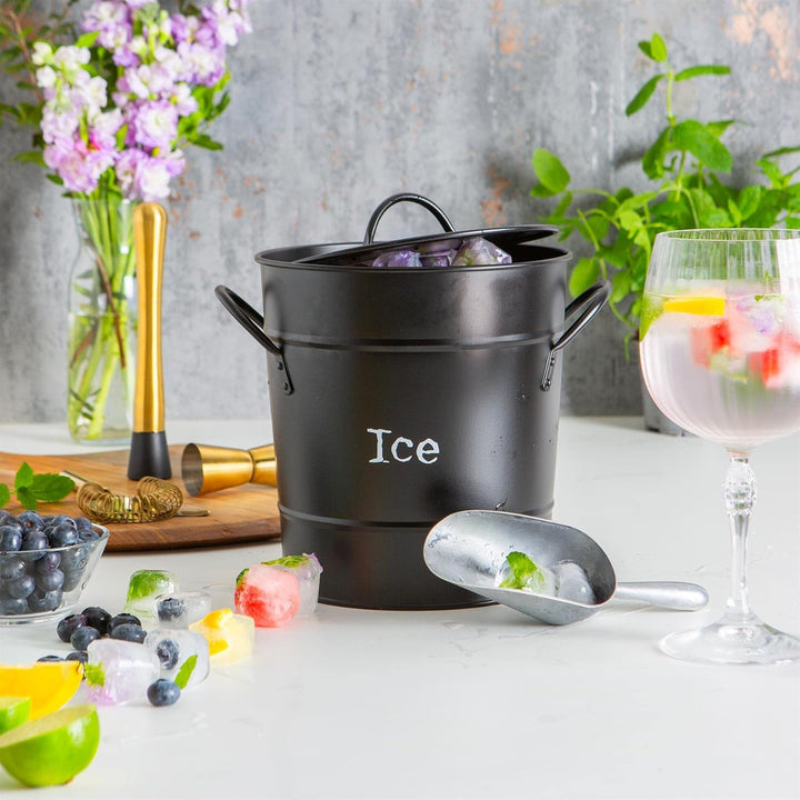 Harbour Housewares Vintage Metal Ice Eimer Mit Schaufel - Schwarz