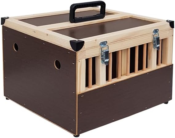 Kleintier-Transportbox aus Holz - 2 Abteilungen - je mit verschliessbarem Innendeckel