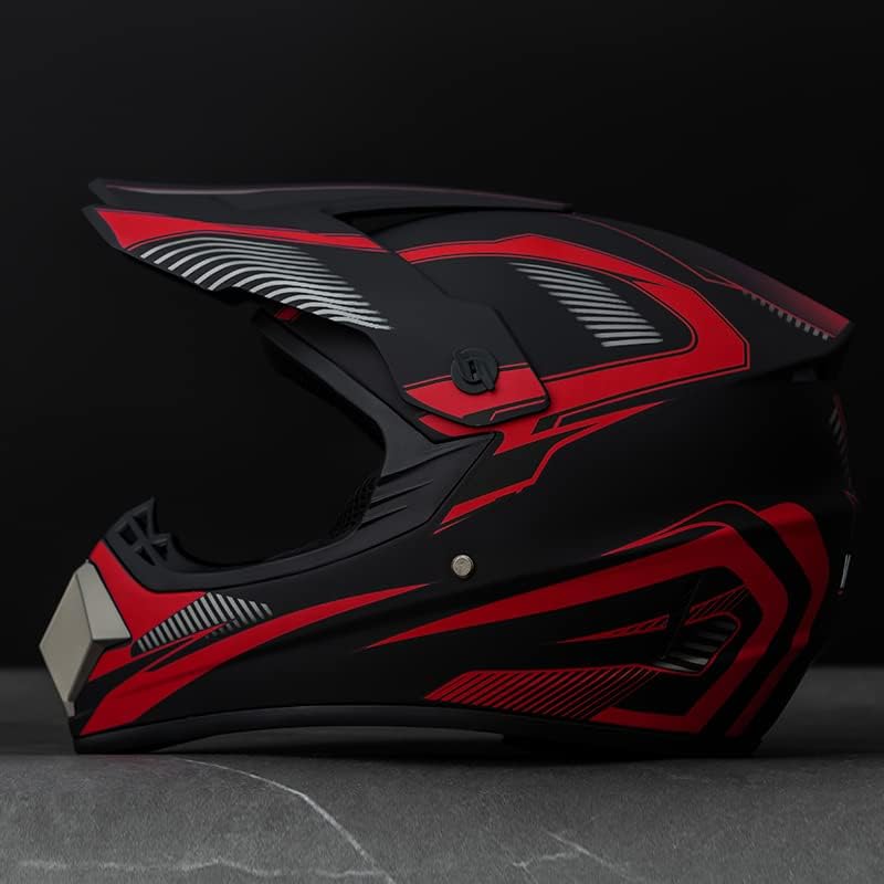 Motocross Helm Motorradhelm Downhill Fullface Dirtb Bike Helm mit Handschuhen Brille Maske für Unise