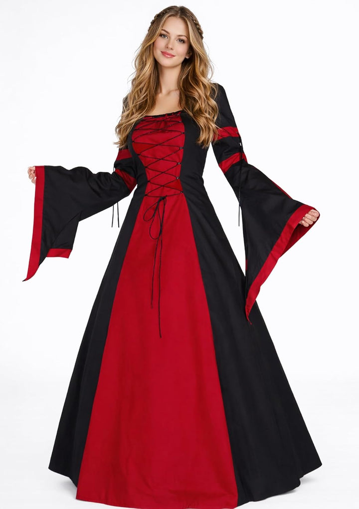 MAYLYNN Mittelalter Kleid Gewand Keyla rot - LARP, Grösse:M M Rot, M Rot