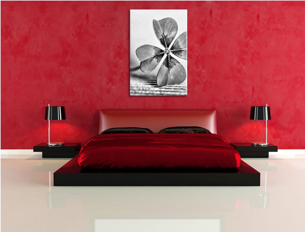Pixxprint Glücks Kleeblatt mit 4 Blättern als Leinwandbild/Grösse: 100x70 / Wandbild/Kunstdruck/fert