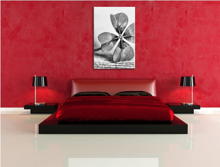 Pixxprint Glücks Kleeblatt mit 4 Blättern als Leinwandbild/Grösse: 100x70 / Wandbild/Kunstdruck/fert