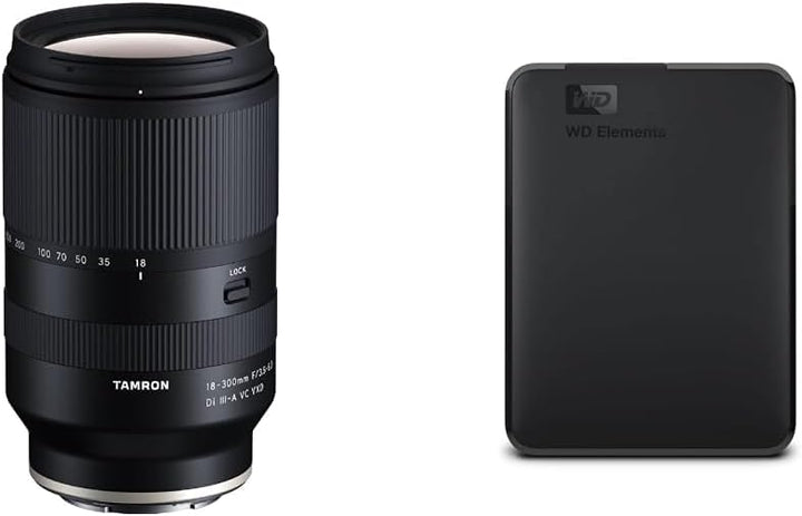 Tamron B061X 18-300mm F/3.5-6.3 Di III-A VC VXD, Objektiv für Fujifilm, schwarz & WD Elements Portab