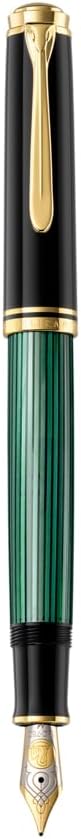 Pelikan Füllhalter Souverän 800, Schwarz-Grün, Feder M (mittel), hochwertiger Kolbenfüller im Gesche