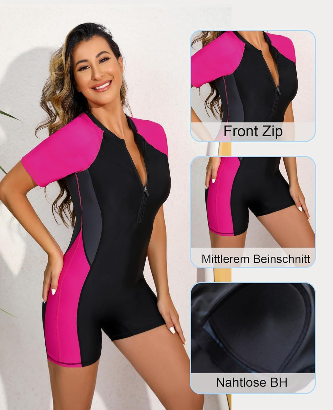 Halcurt UV Shirt Damen mit BH Langarm Badeanzug UPF 50+ Rash Guard S-XXL | Sonnenschutz Schwimmshirt