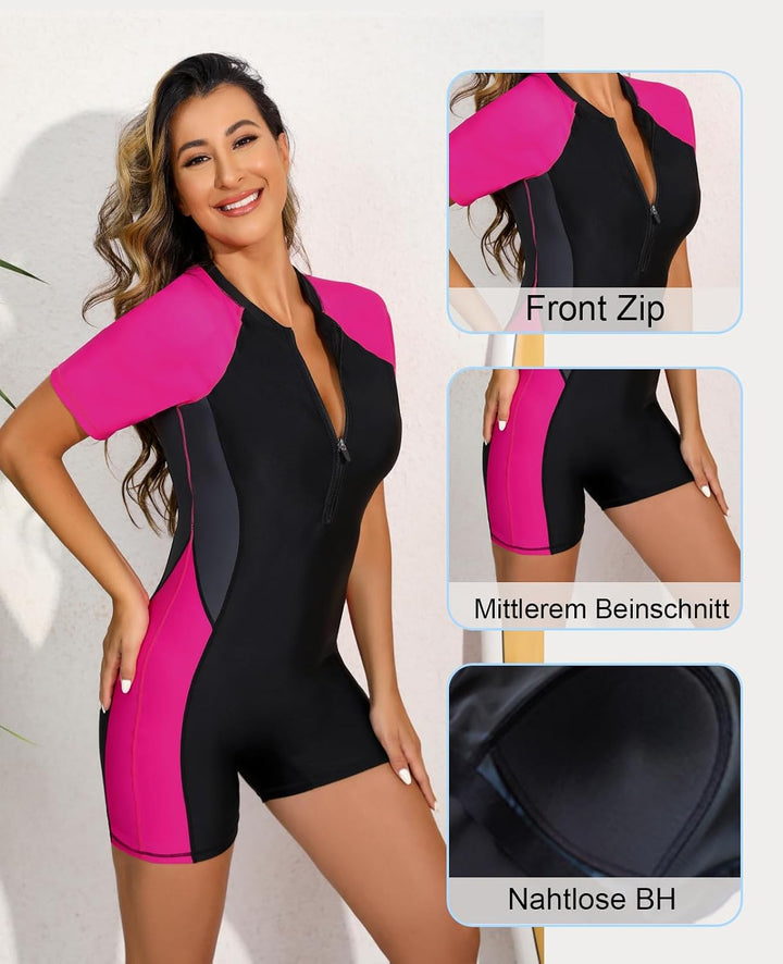 Halcurt UV Shirt Damen mit BH Langarm Badeanzug UPF 50+ Rash Guard S-XXL | Sonnenschutz Schwimmshirt
