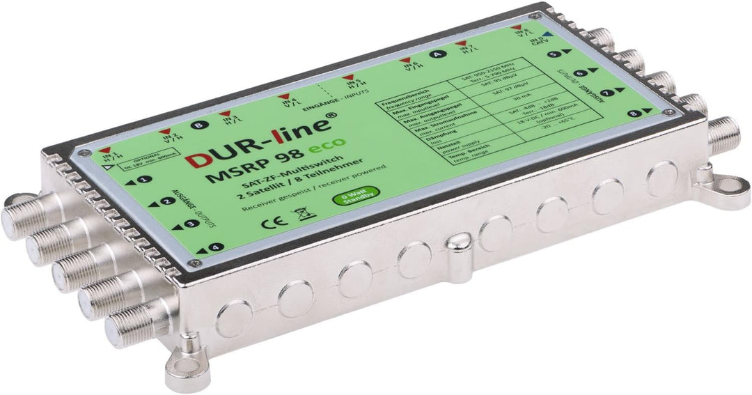 DUR-line MSRP 9/8 eco + Netzteil - Multischalter für 2 Satelliten/8 Teilnehmer - Geringe Stromaufnah