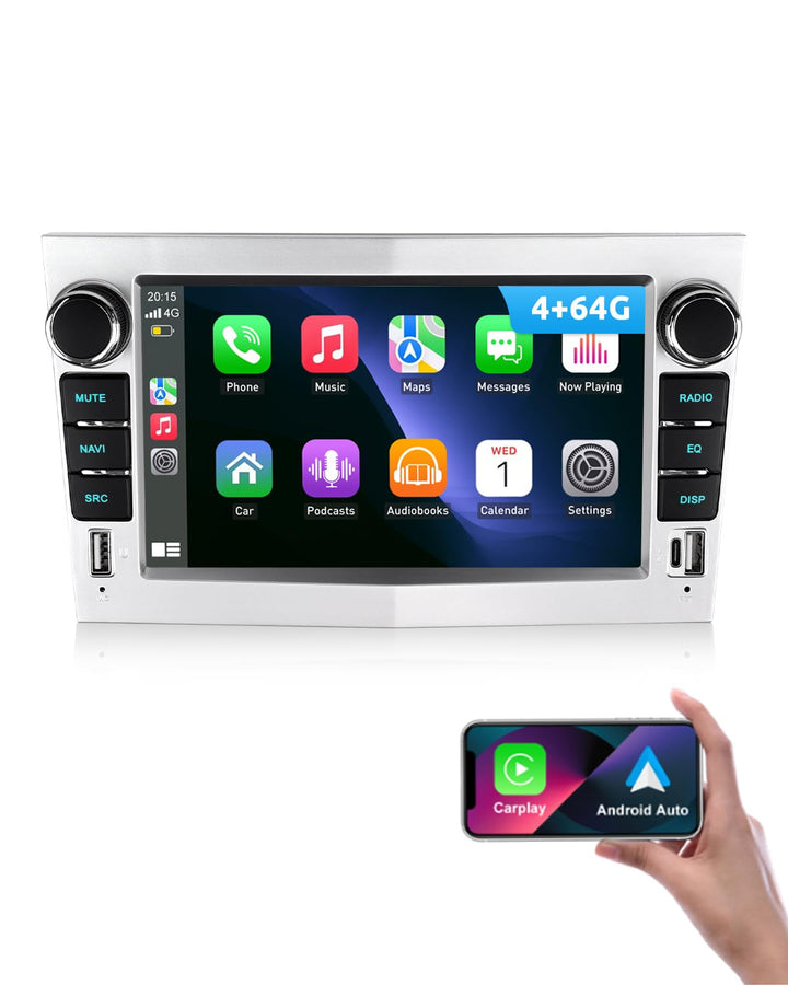 ESSGOO 4+64G Wireless Autoradio Android 14 mit Carplay und Android Auto Für Opel Corsa C/D Zafira B