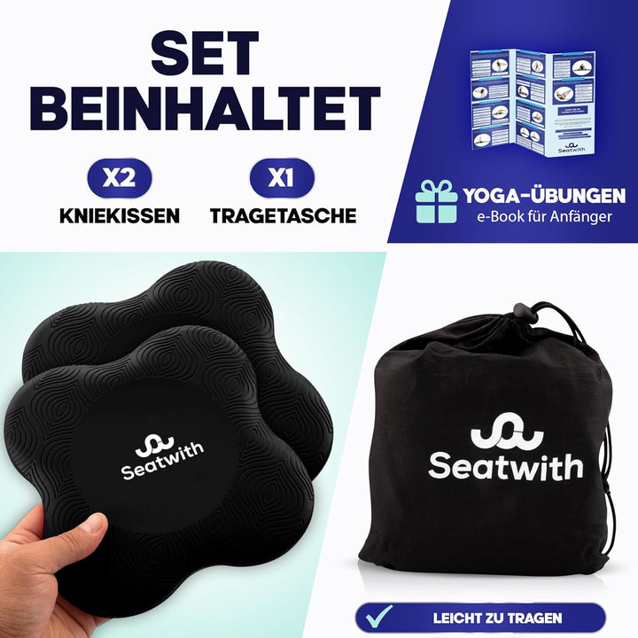 Yoga-Knie-Pad 2er Pack Kniekissen mit Transportbeutel+Trainingsanleitung PDF Maximale Entlastung und