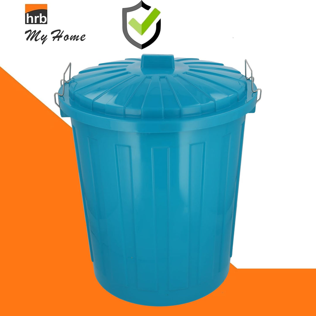 HRB Maxitonne 50 Liter Türkis, Tonne aus stabilem Hartplastik, abnehmbarer Deckel mit Verschlüssen,